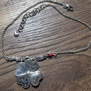 Brighton 4 Leaf Clover Heart Moveable Reversible Necklace Lucky Irish Ladybug